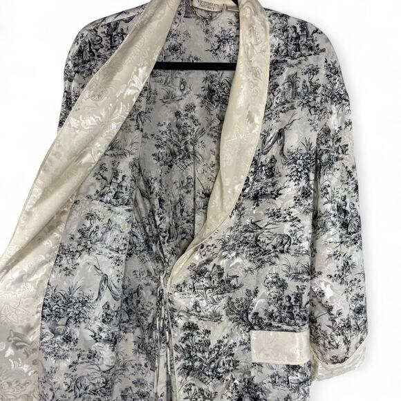 Vintage Victoria’s Secret Toile Satin Robe Gold Label‎ Size P / S Regency Glam - Picture 7 of 8
